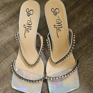 So Me Women's Holographic Rhinestone Sandals